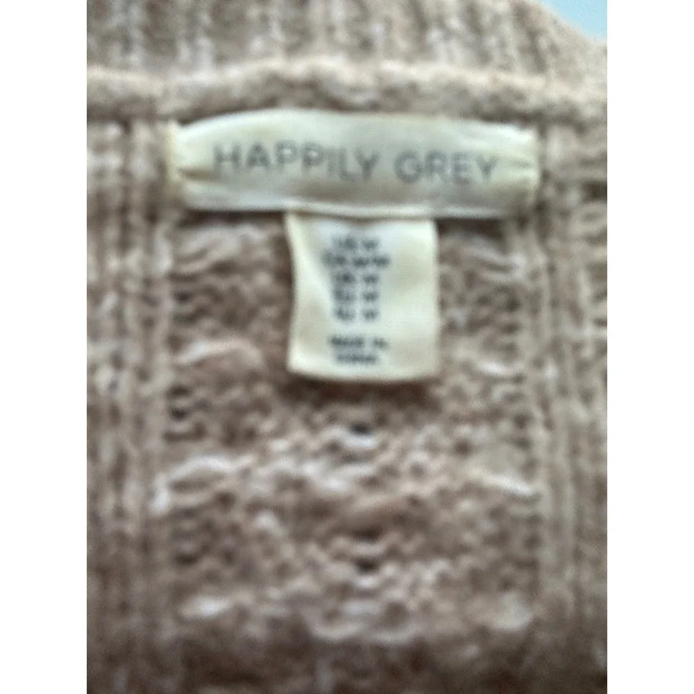 Happily Grey Knit Sweater Beige Textured Pullover Women's Size Medium - Picture 4 of 7